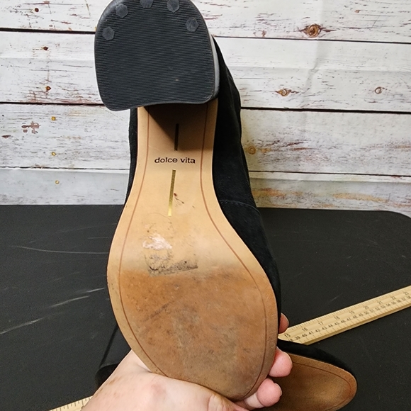 Dolce Vita Black Suede Knee High Heeled Boot..size 9 - Picture 7 of 8